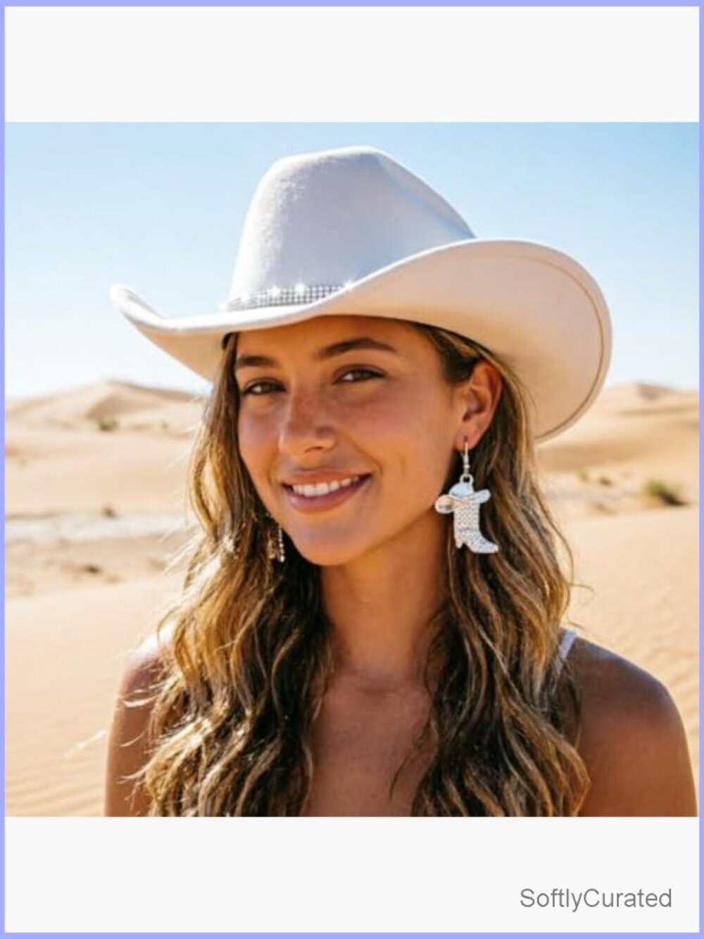 Rhinestone Cowgirl Hat Classic Western Wide Brim Adjustable - Picture 3 of 7